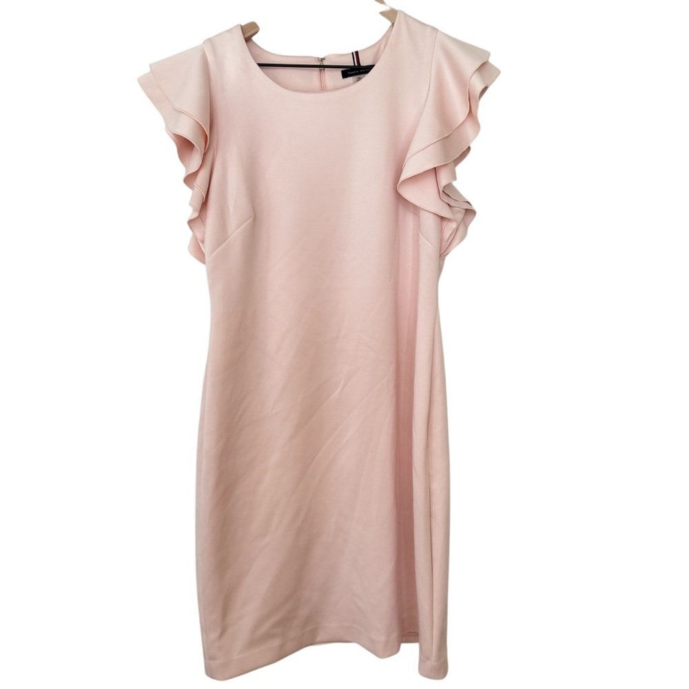 Tommy Hilfiger Woman's Size 14 Blush Pink Scalloped Sleeves Midi Dress